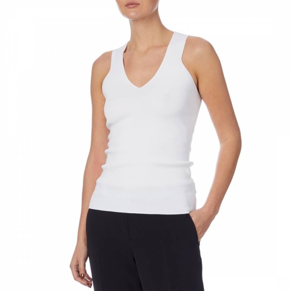 Reiss Knitted Front And Back Sleeveless V-Neck Top. GORGEOUS. White. Size:M